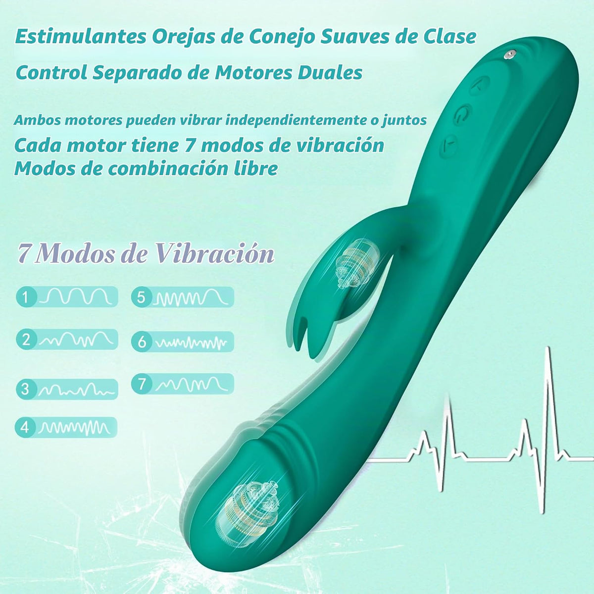 Juguetes sexuales con vibrador de punto G de conejo, 7 x 7 modos de...