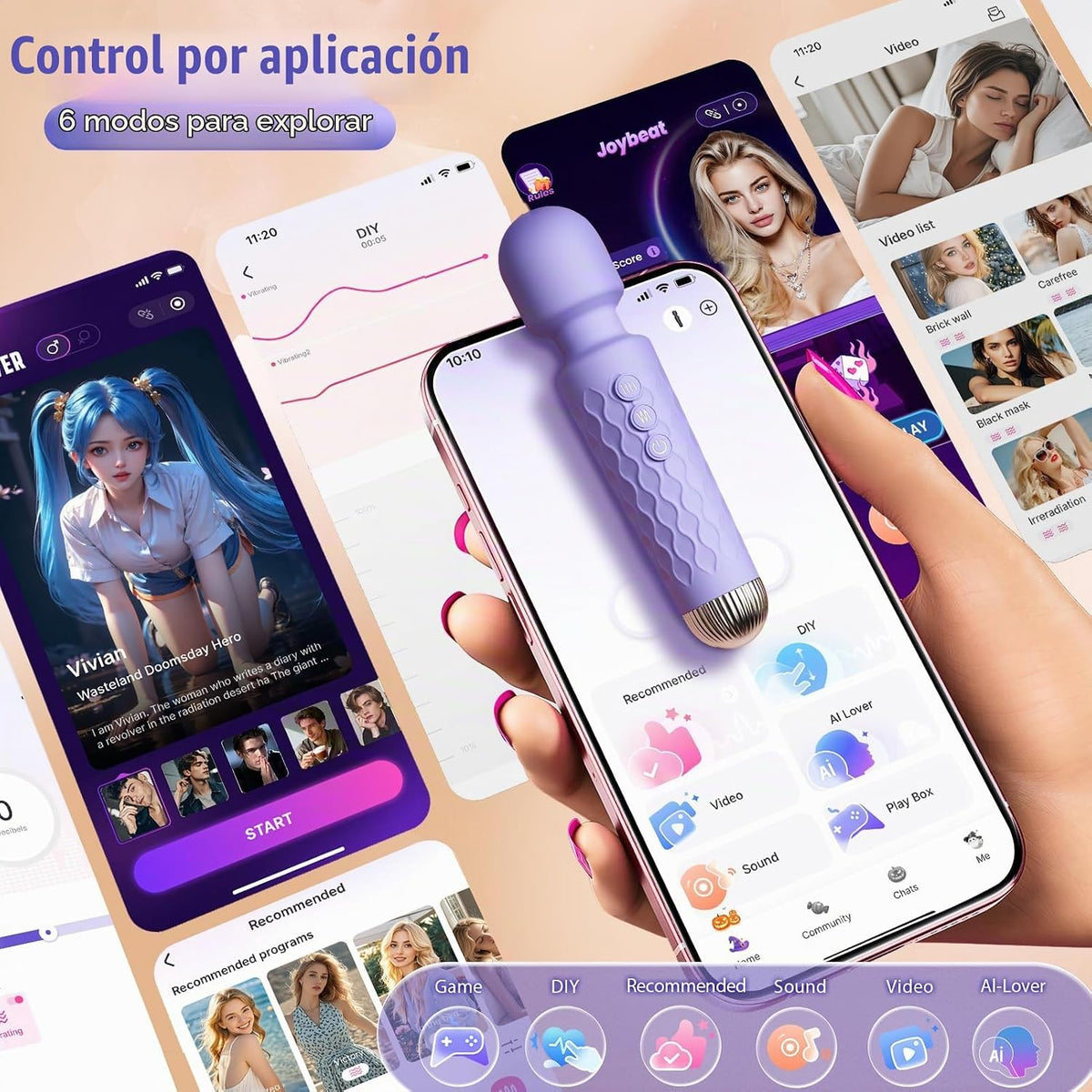 Allovü Varita vibradora para mujeres, vibrador silencioso, juguetes...