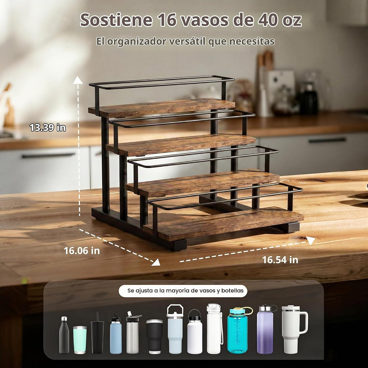 Organizador de botellas de agua de 4 niveles para vaso Stanley de 4...
