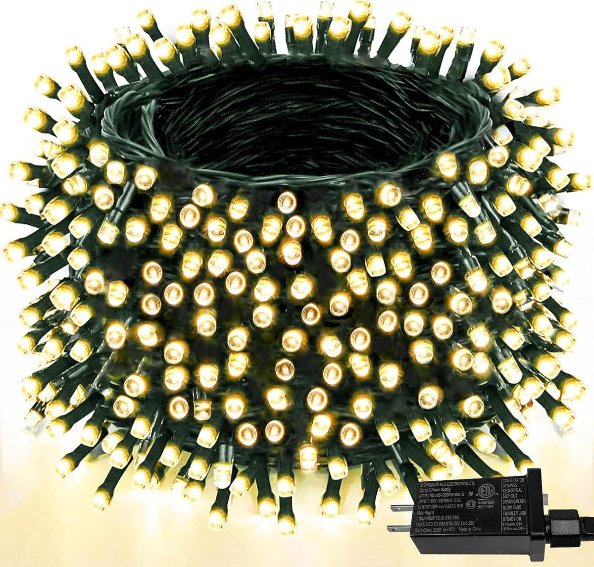 Cadena de luces navideñas súper largas de 264 pies, 800 LED, blanco...