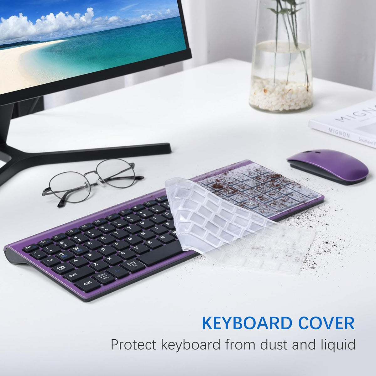 Combo de teclado y mouse inalámbricos ultra delgado con sistema dua...