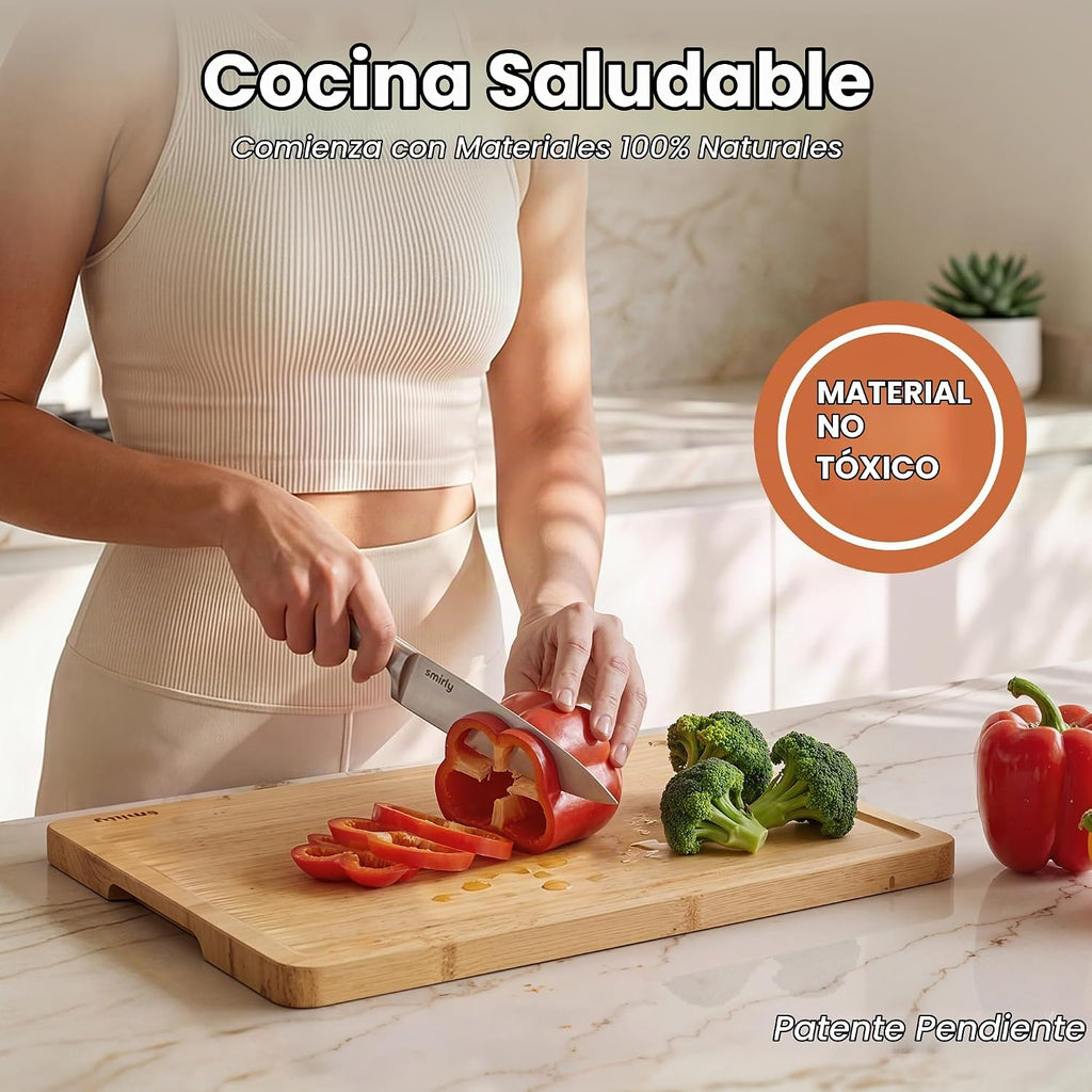 SMIRLY Tablas de Cortar de Madera para Preparación de Comidas y Ser...