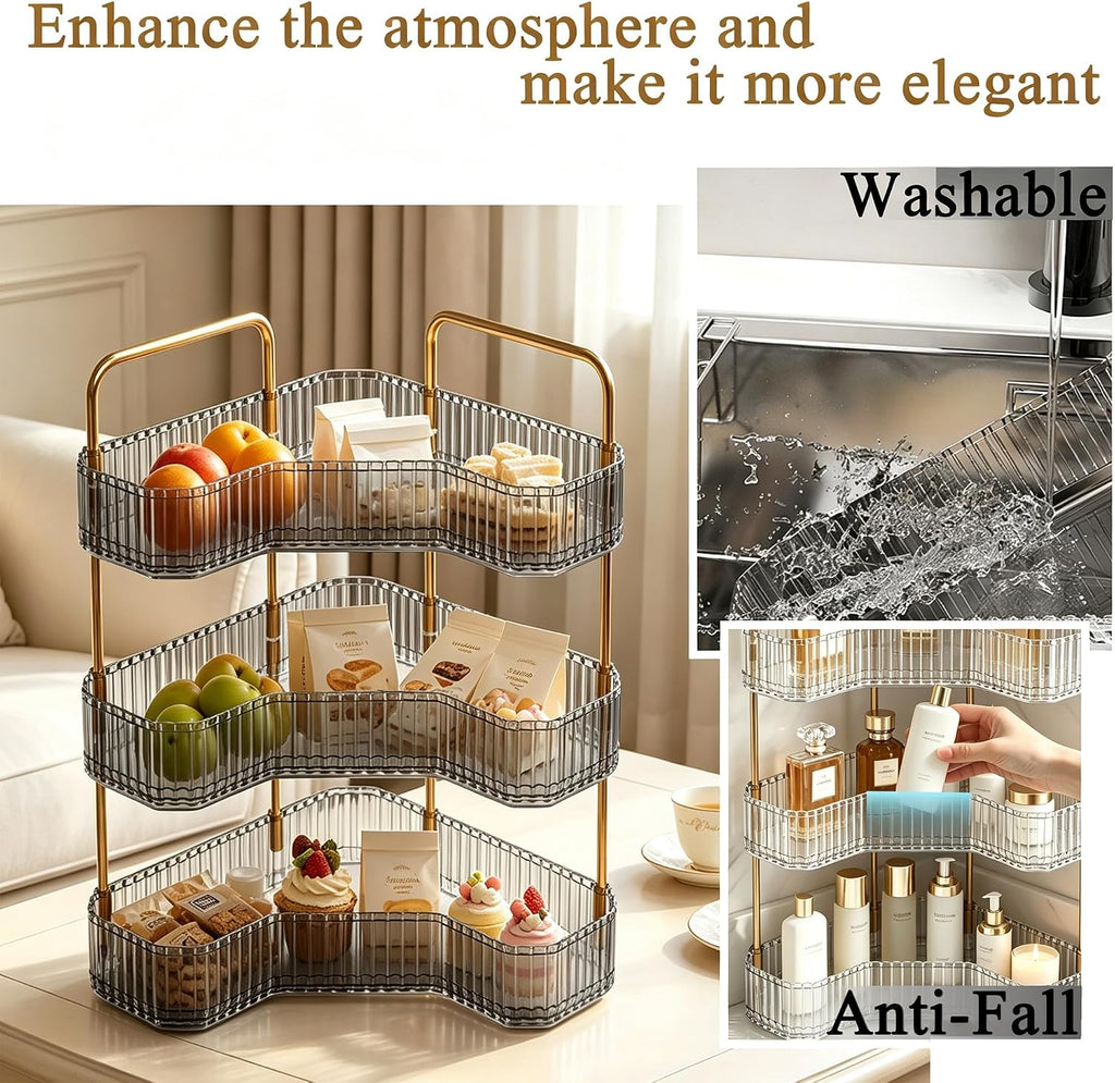 Organizador de baño esquinero de 3 niveles, estante para mostrador...