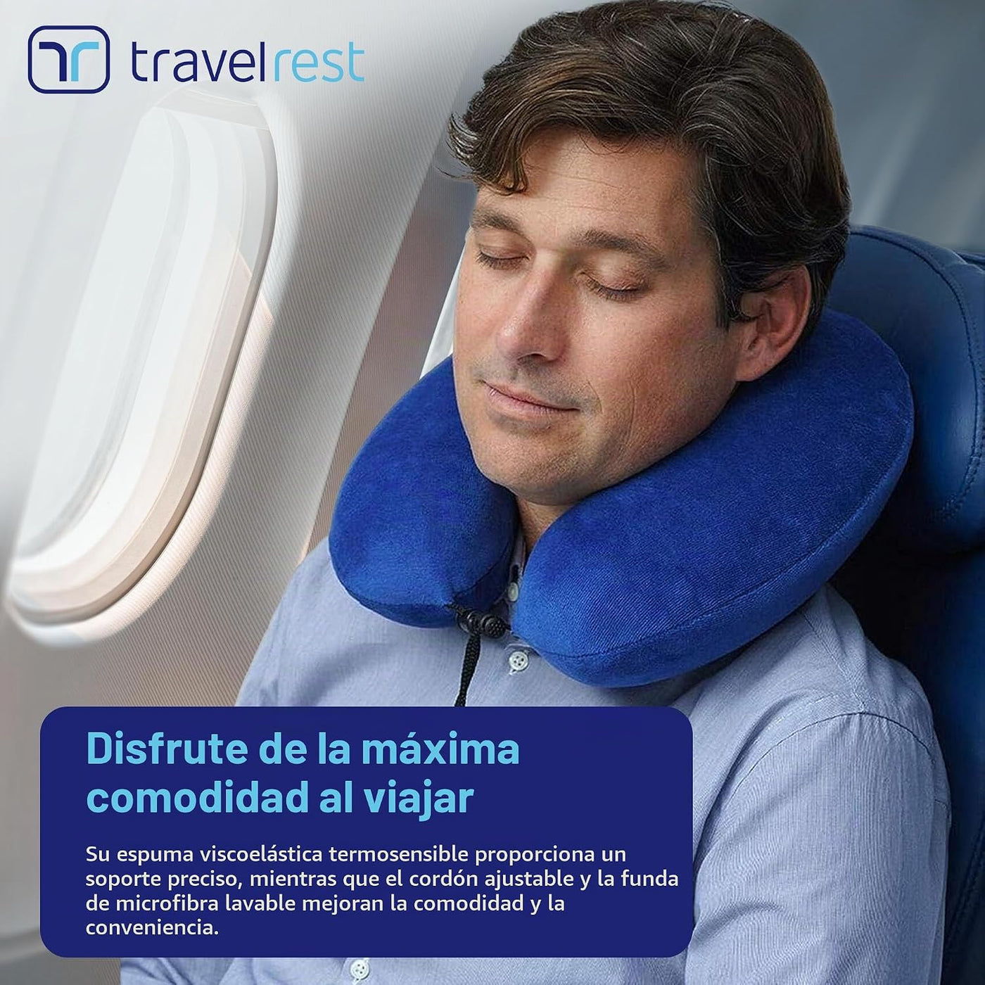 Almohada terapéutica de viaje Travelrest, viscoelástica, de felpa,...