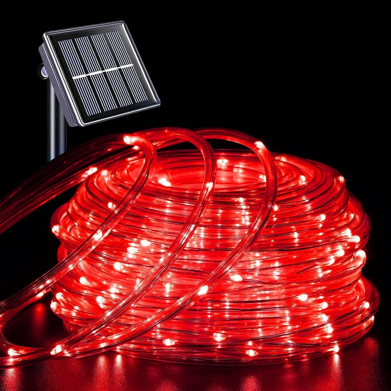 QITONG 200 luces LED solares de cuerda roja