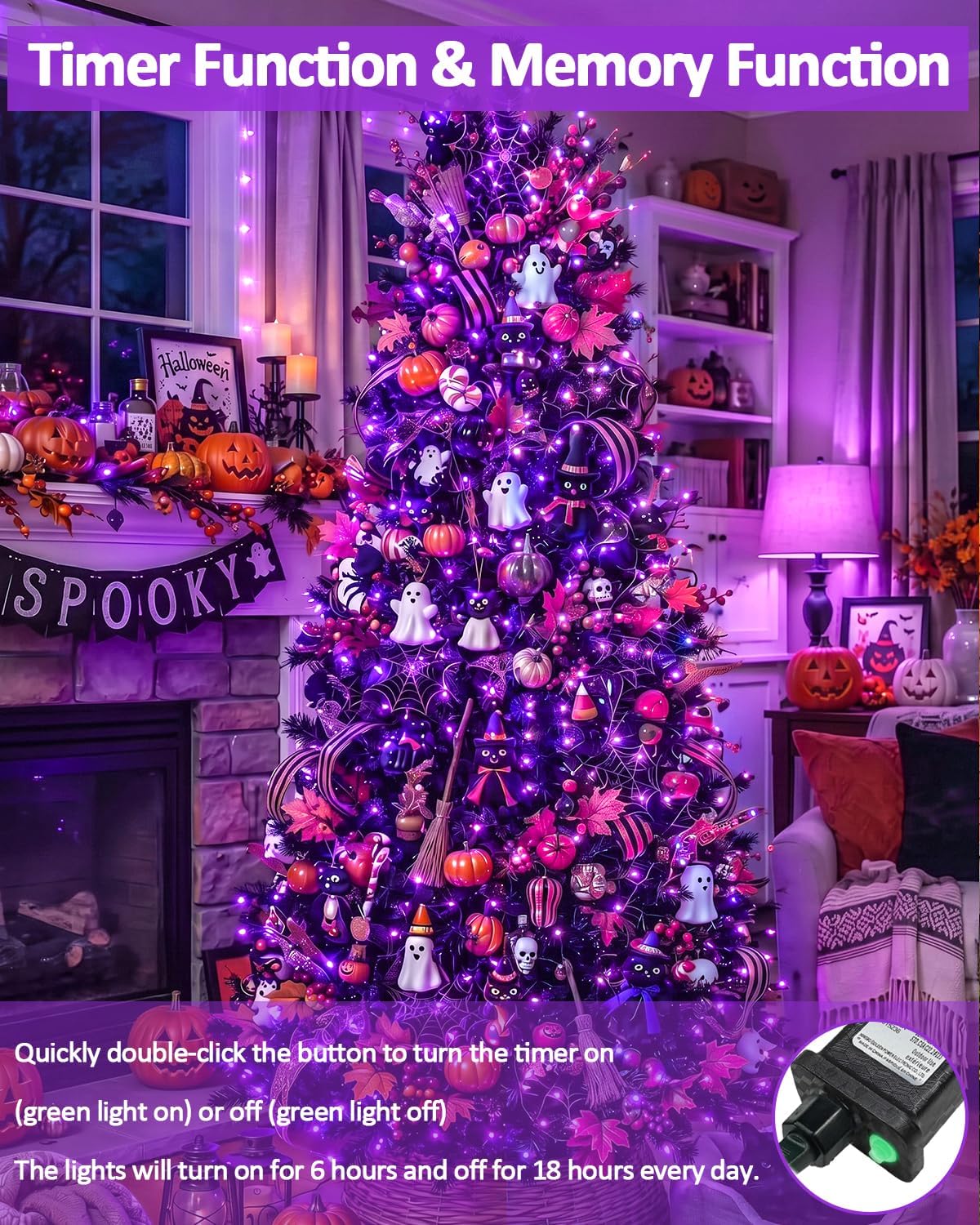 Guirnalda de 200 luces LED conectables, luces de Navidad de 66 pies...