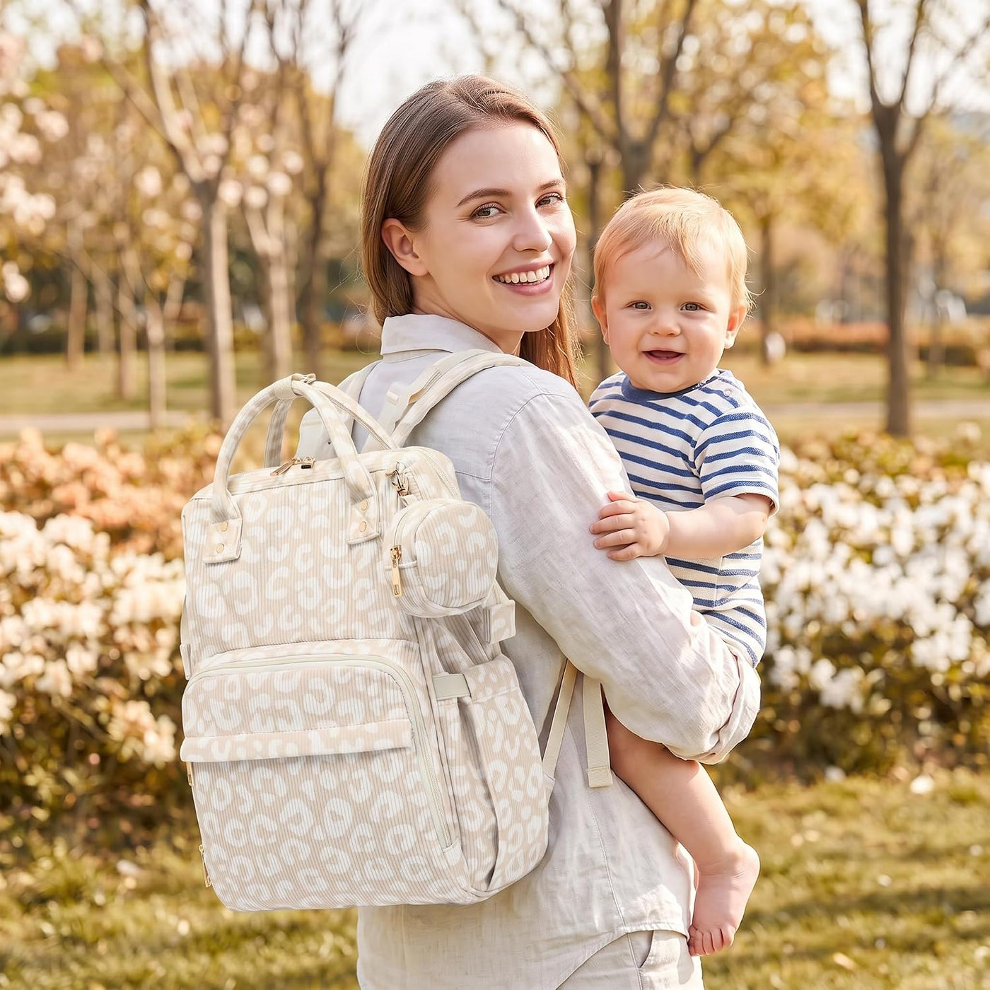 Lrenagao Mochila para pañales de bebé para mamá y papá, bolsa de pa...