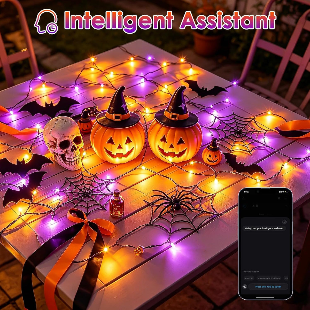 Luces de Navidad de Halloween que cambian de color inteligente 132...