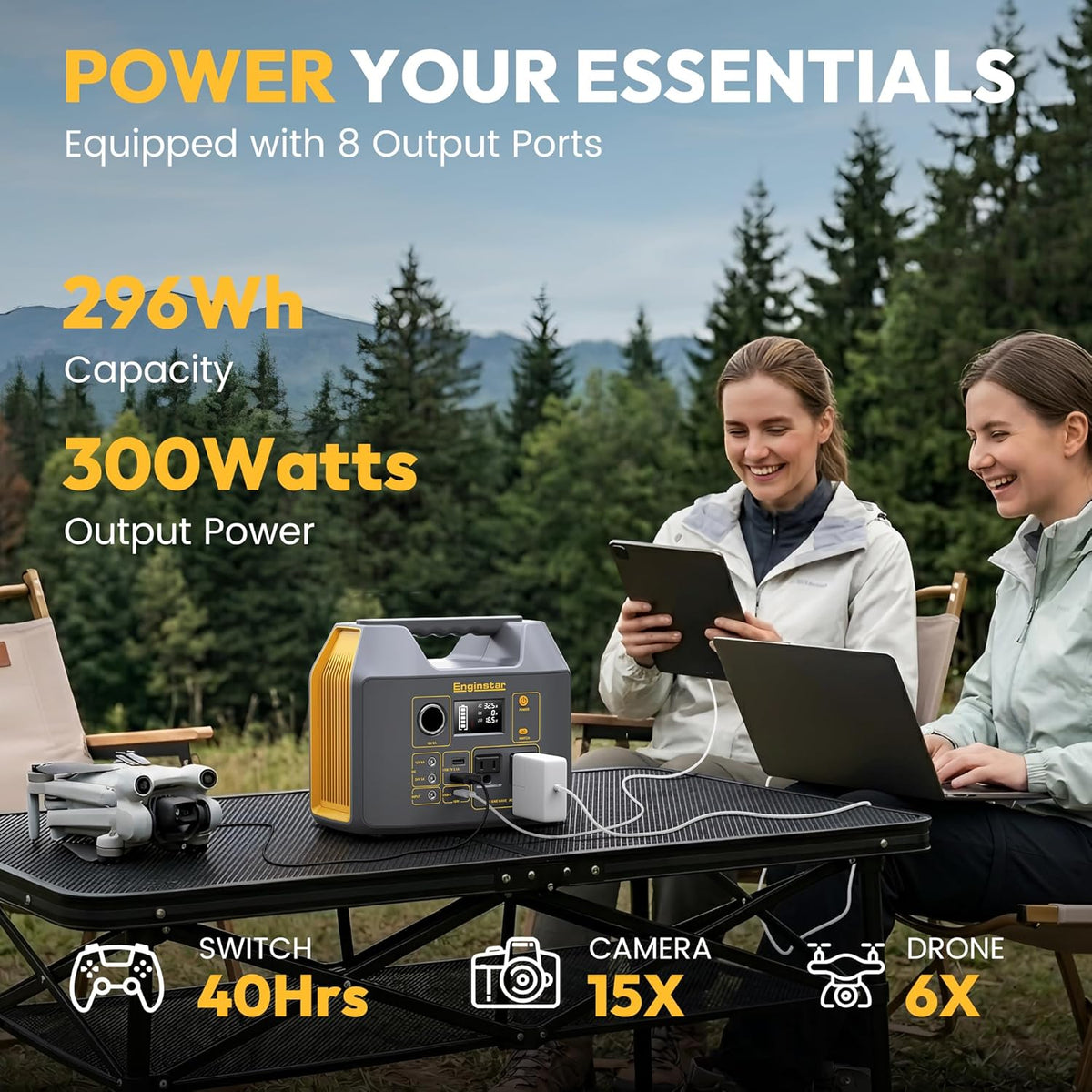 EnginStar generador solar portátil 296Wh, central eléctrica pura de...