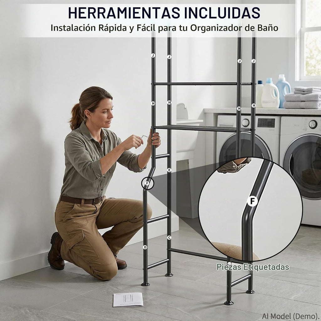 ASCENREST Almacenamiento de inodoro de 3 niveles, antipunta, 64 pul...