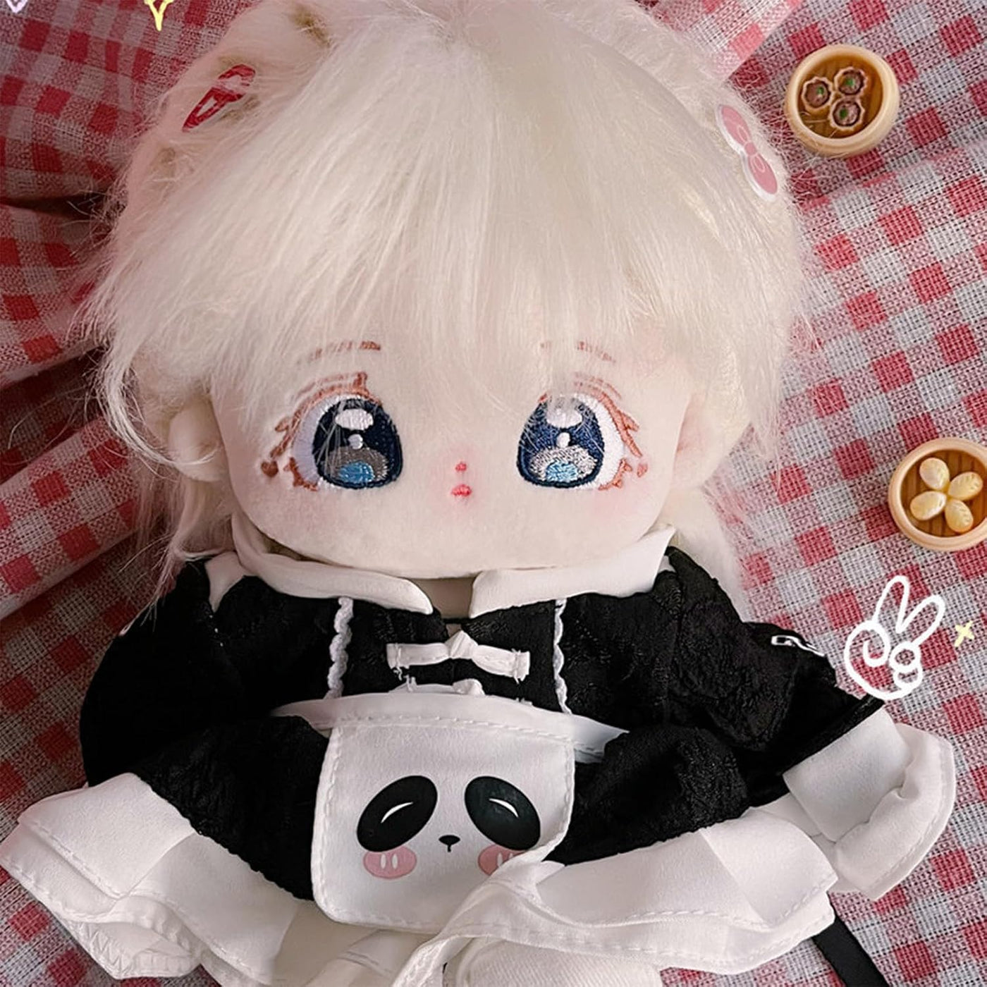 Ruyumei Peluche de anime de 7.9 in con ojos grandes, pelo blanco y...
