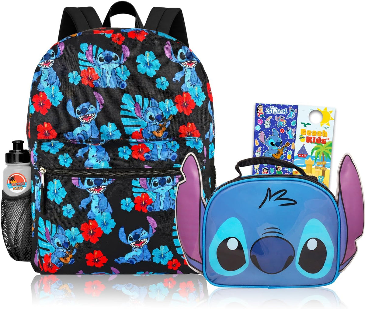 Disney Mochila Stitch con bolsa de almuerzo para niños, paquete con...