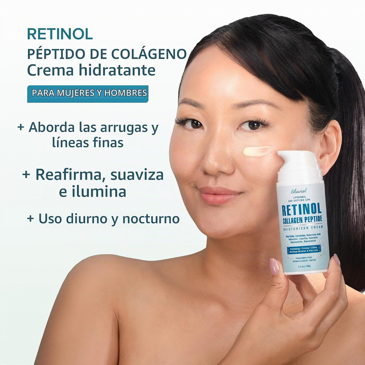 Ebanel Crema hidratante facial con 2.5% de retinol con péptidos, vi...