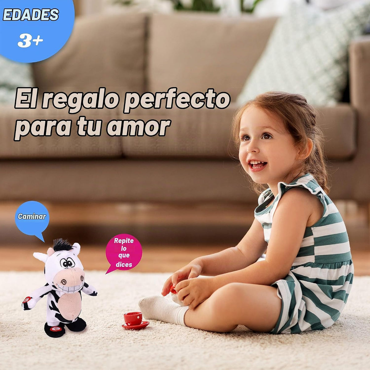 Hopearl Vaca que habla y canta, repite lo que dices caminando, jugu...