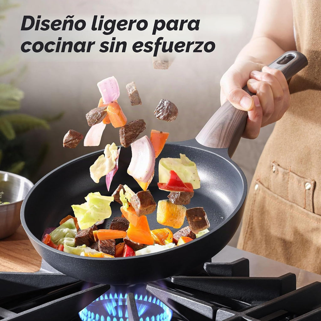 SENSARTE Sartén antiadherente para saltear y freír de 11 pulgadas,...