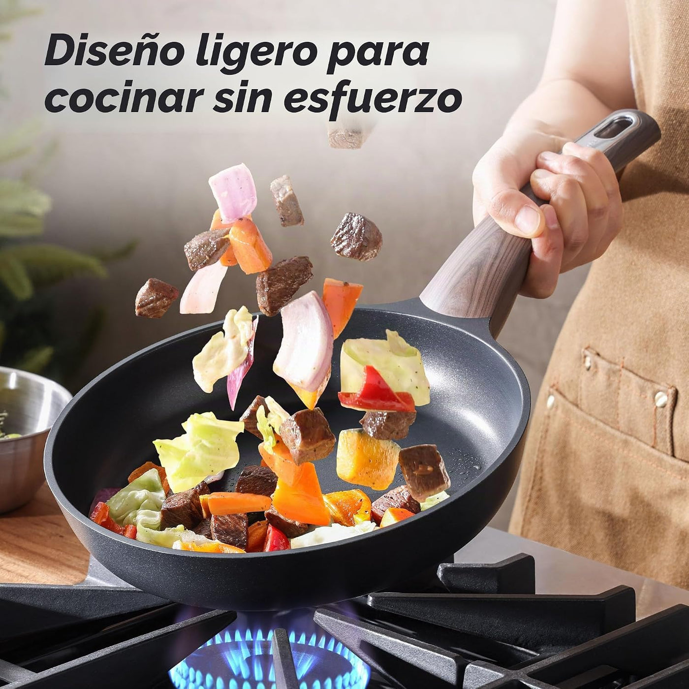 SENSARTE Sartén antiadherente para saltear y freír de 11 pulgadas,...