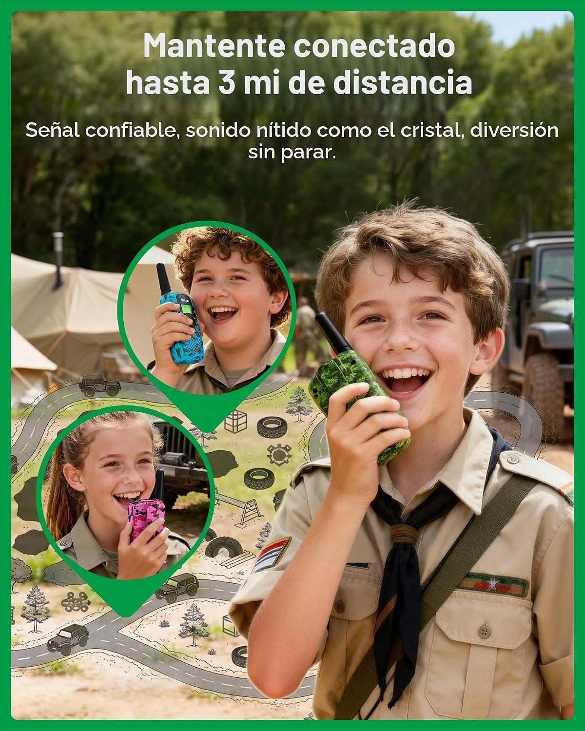 Walkie Talkies para niños, juguetes al aire libre para niños de 3 a...