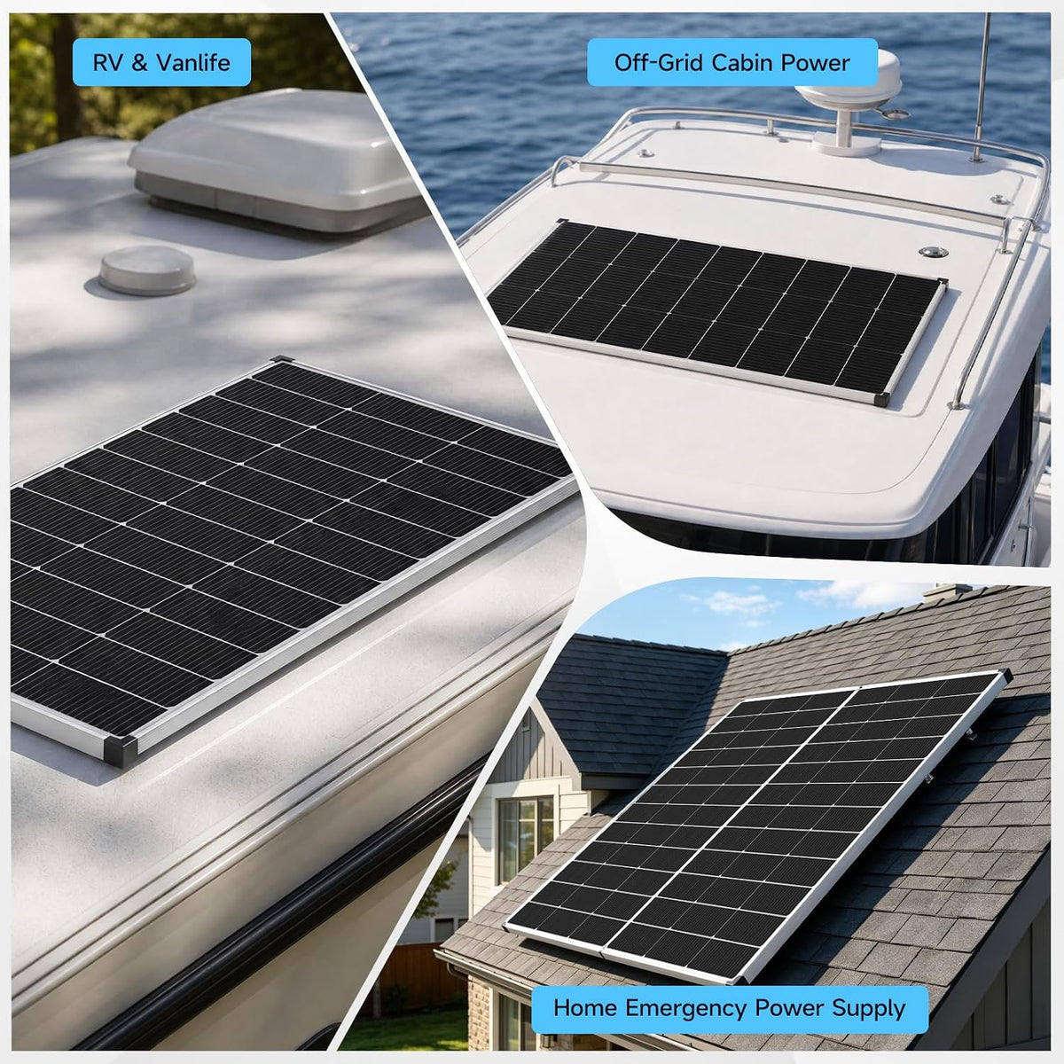 200W Panel Solar 25% Alta Eficiencia N-Tipo 18BB Soldado Plata Fuer...