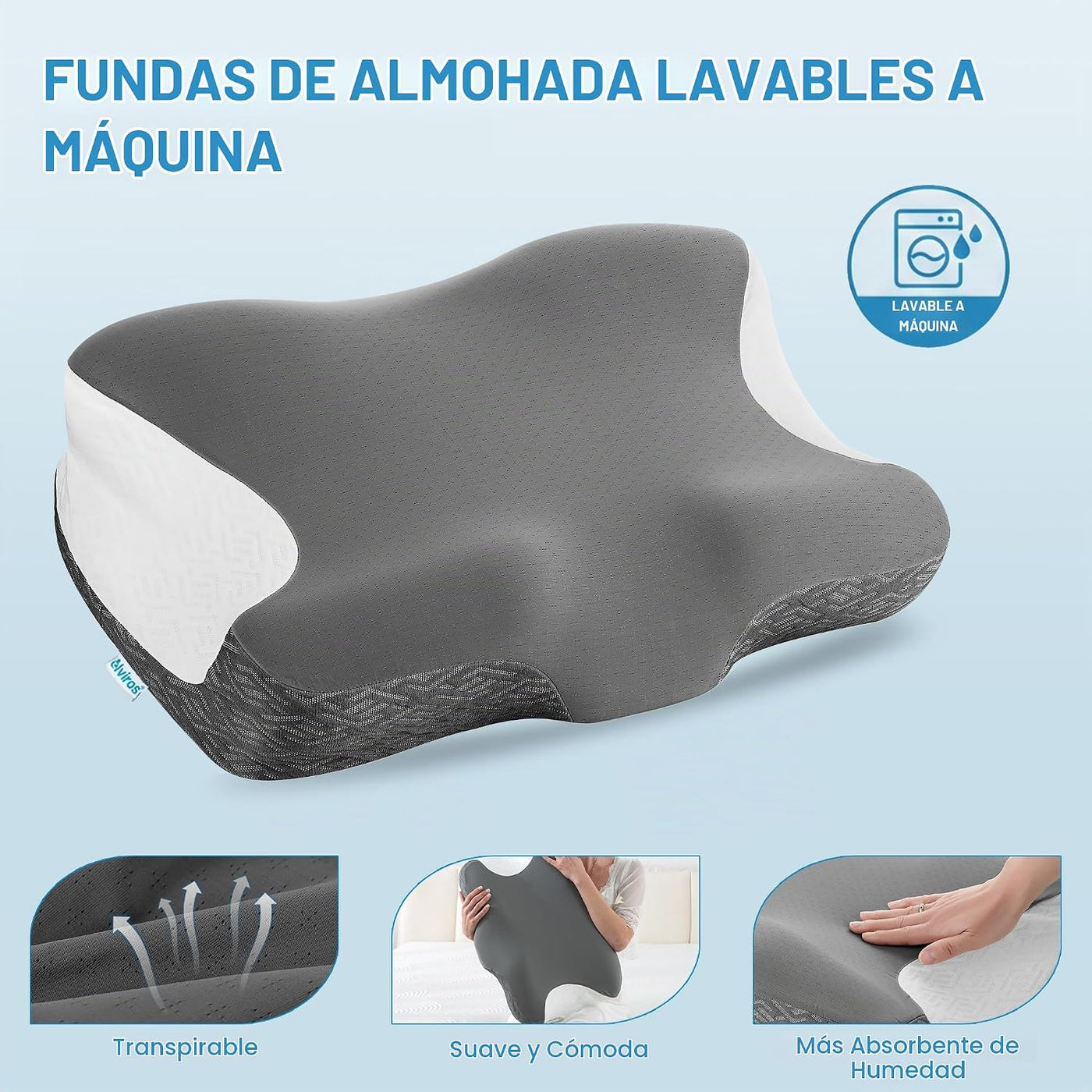 Elviros Almohada cervical para aliviar el dolor para dormir, paquet...