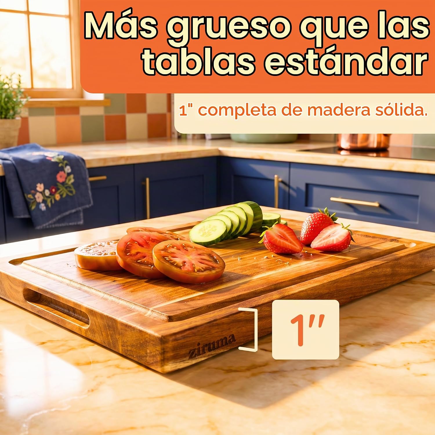 Tabla de cortar de madera no tóxica - Acondicionada con cera de abe...