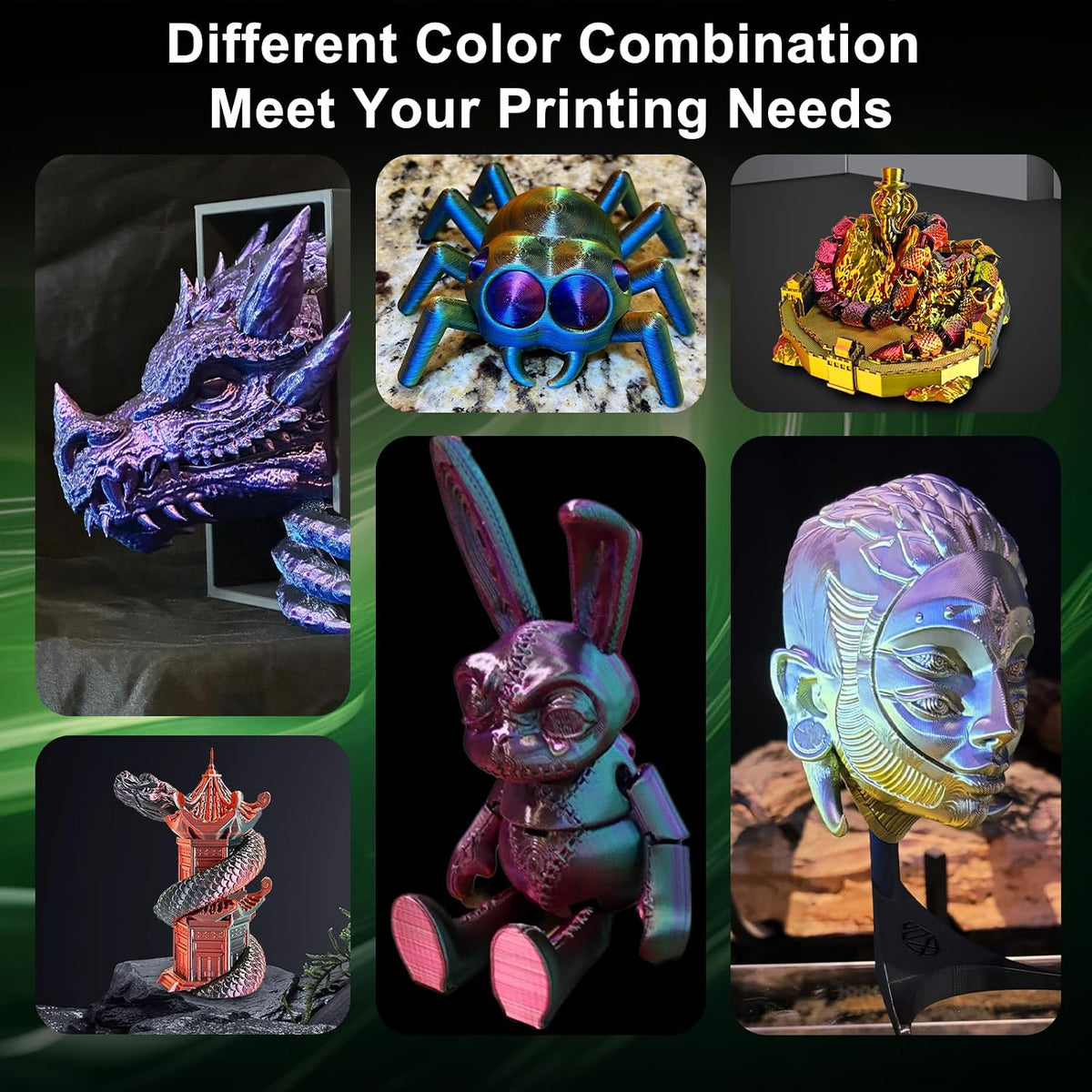 ERYONE Seda Tri Color PLA Filamento para impresora 3D 1.75mm +\/- 0...