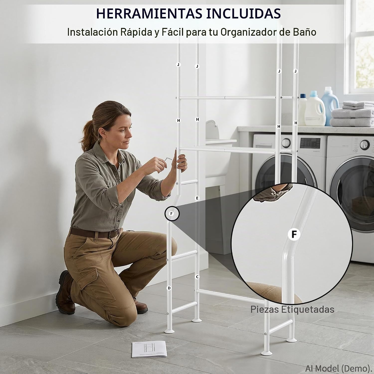 ASCENREST Almacenamiento de inodoro de 3 niveles, antipunta, 64 pul...