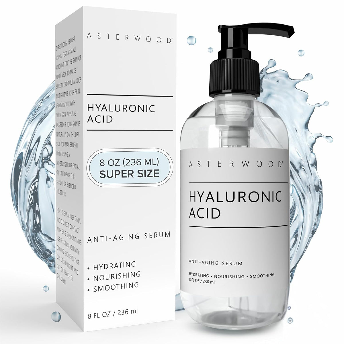 Suero de ácido hialurónico puro Asterwood para rostro, antienvejeci...