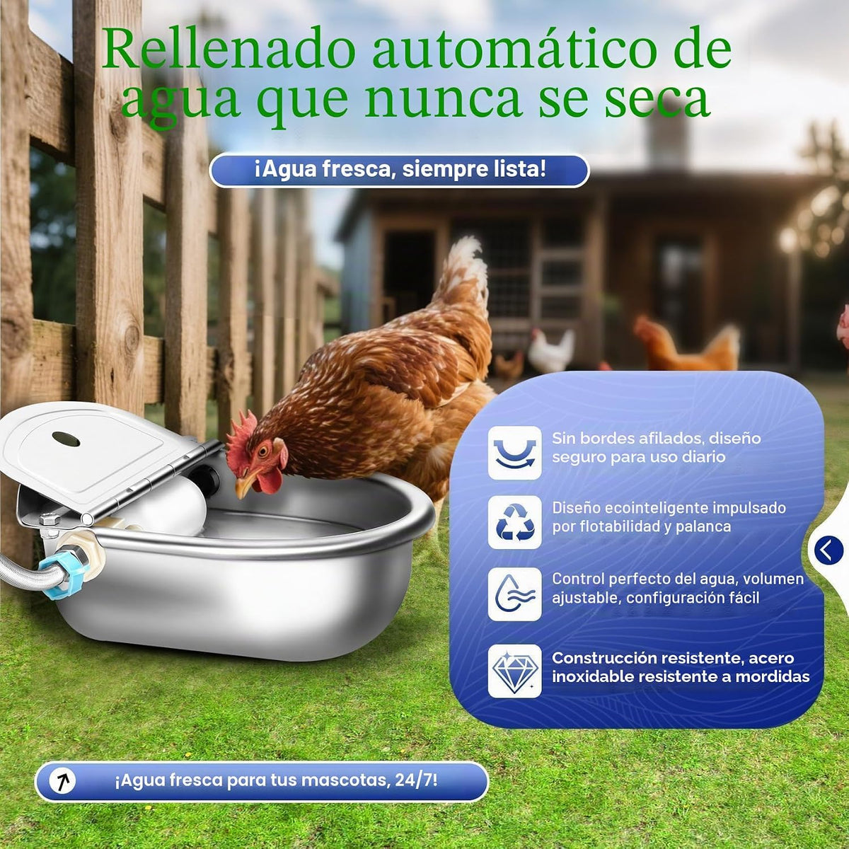 Ademon Recipiente automático de agua potable para animales con válv...