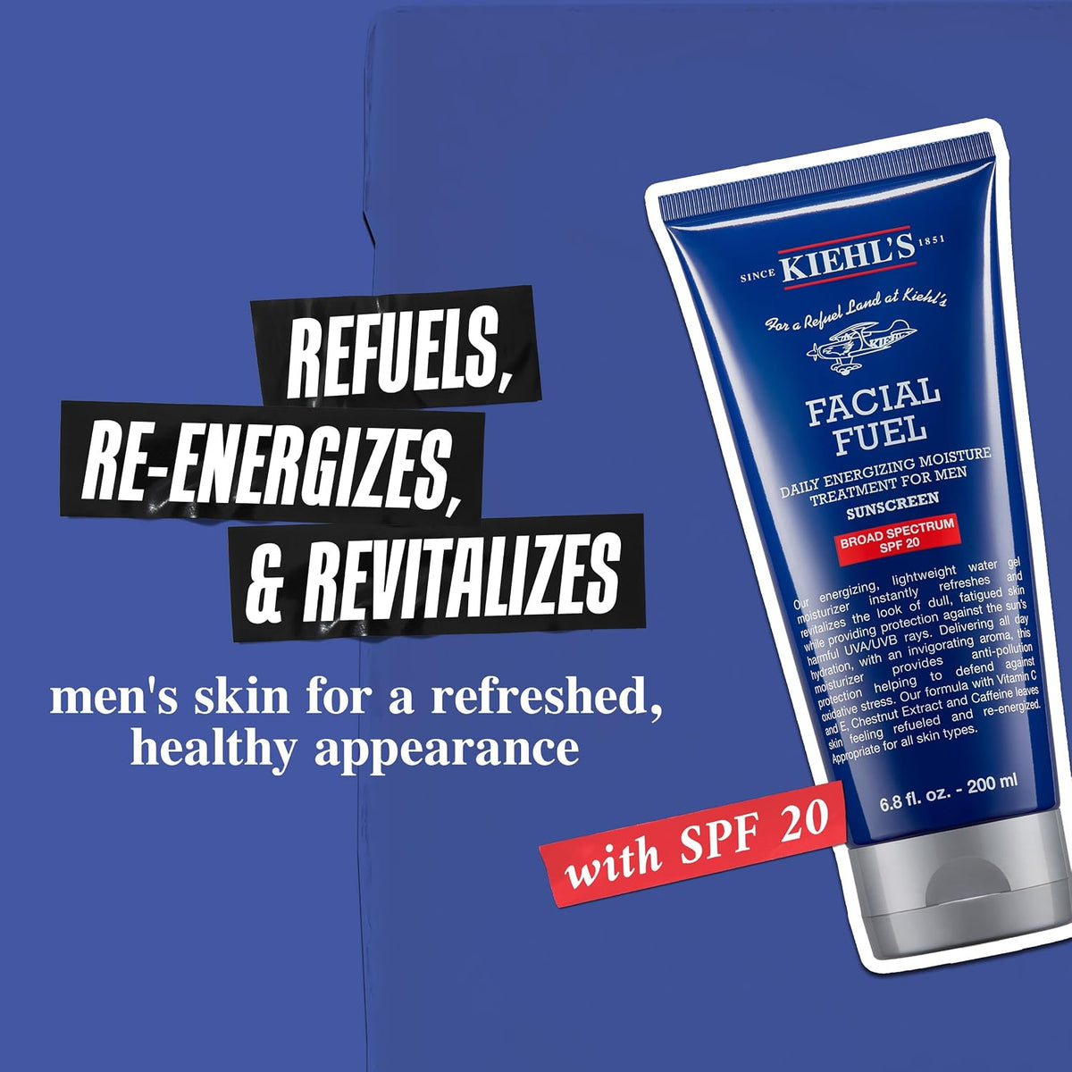 Kiehl's Hidratante Facial Fuel para Hombres con SPF 20, Hidrata...