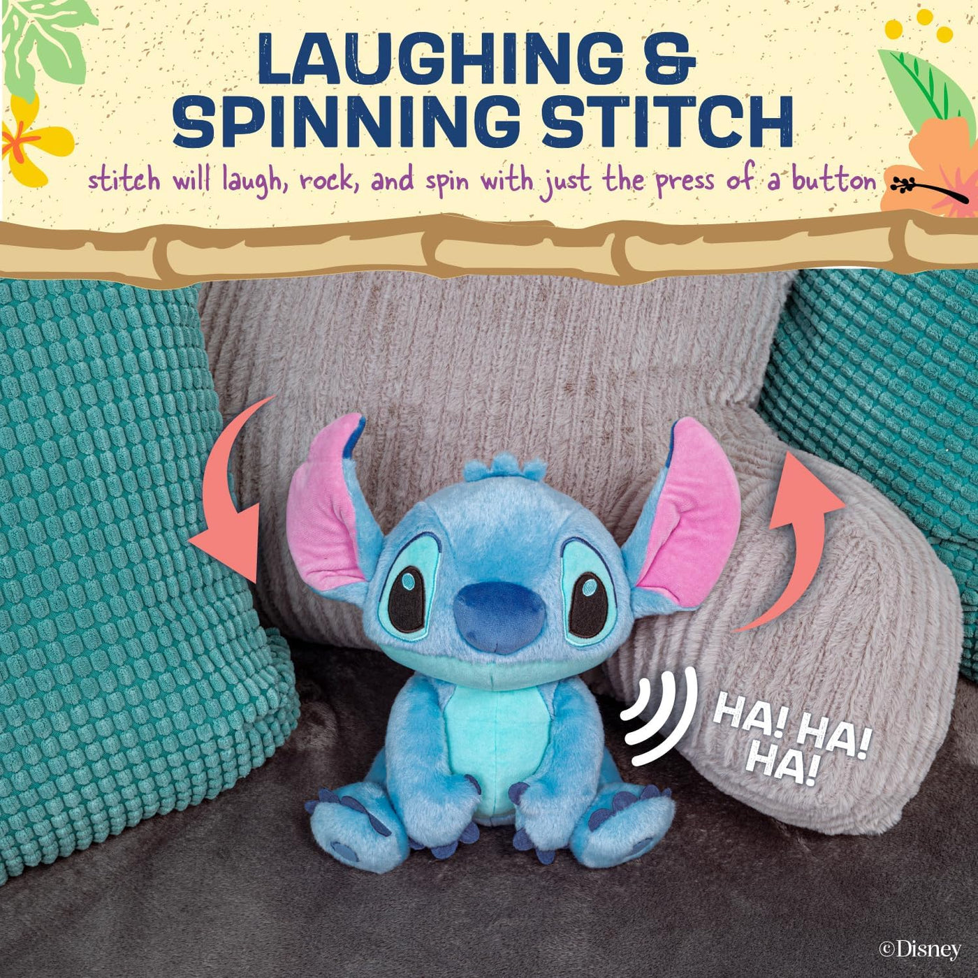 KIDS PREFERRED Disney Stitch de Risa y Gira Gira Juguete de Peluche...