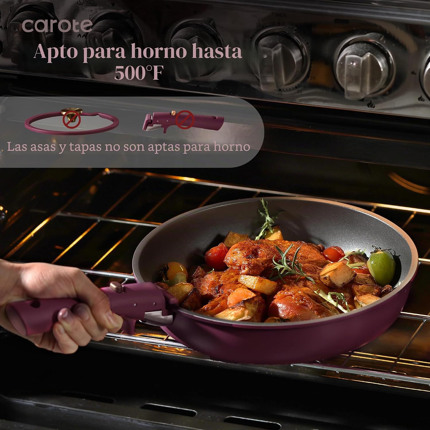 CAROTE Juego de ollas y sartenes antiadherentes de 32 piezas con mo...