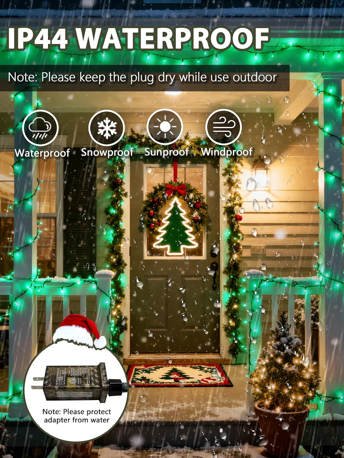 Guirnalda de luces navideñas de 300 LED, 99 pies, controladas por v...