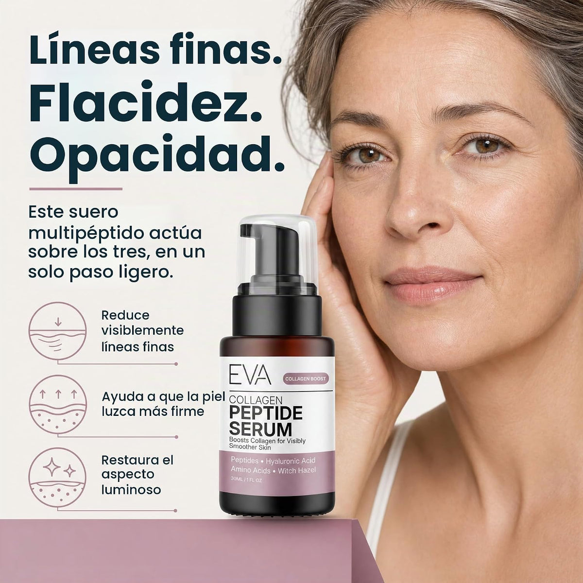 Eva Naturals Suero multipéptido de colágeno para cara, antienvejeci...