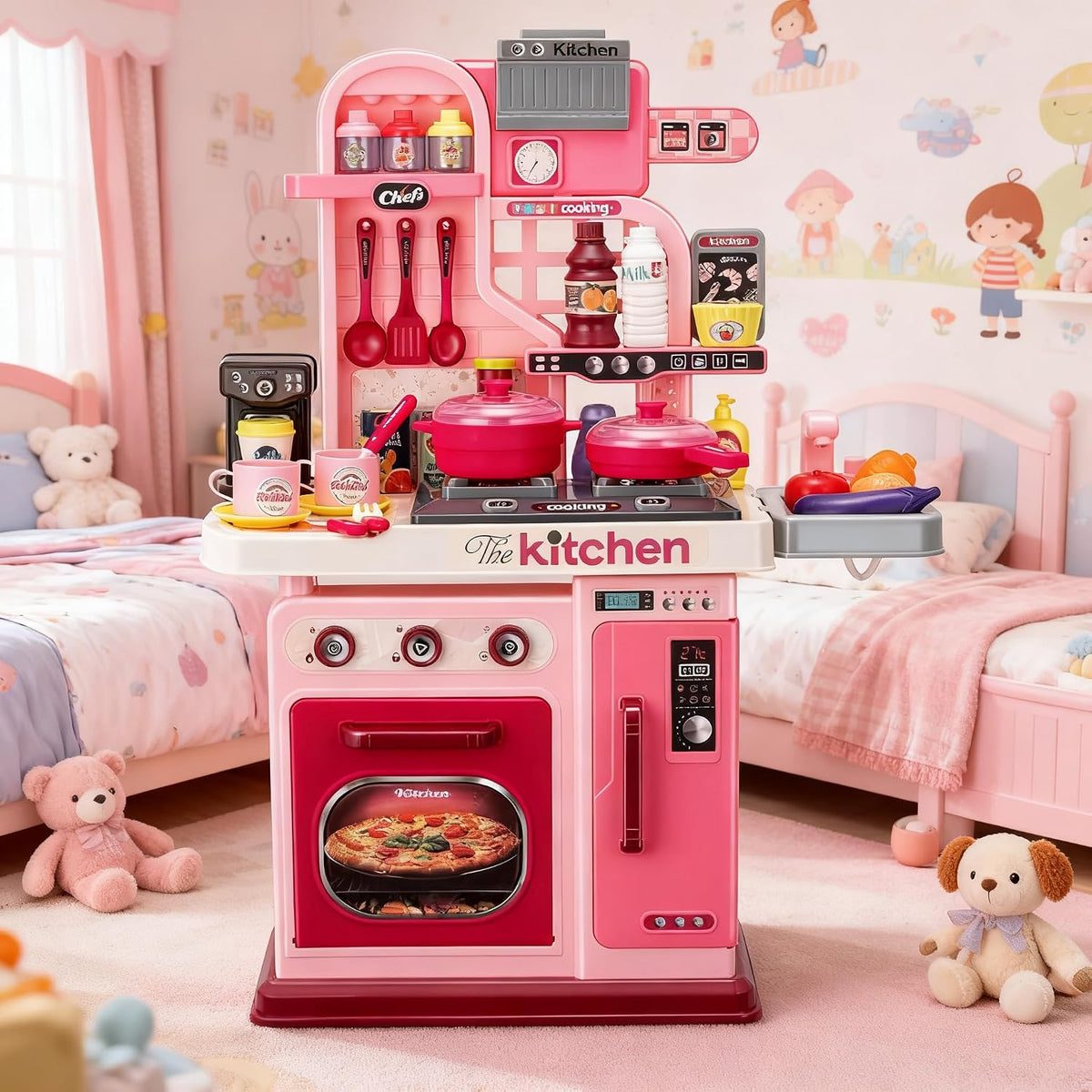 Juego de cocina para niños, cocina, fregadero, horno, luces y sonid...