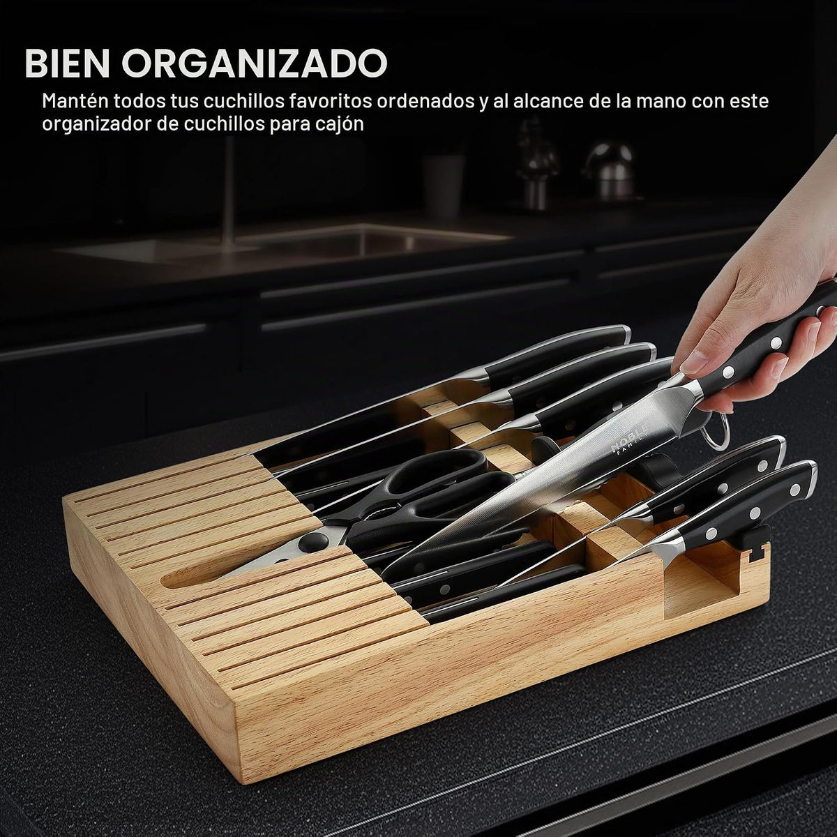 Juego de cuchillos con bloque, N NOBLE FAMILY, juego de 16 cuchillo...