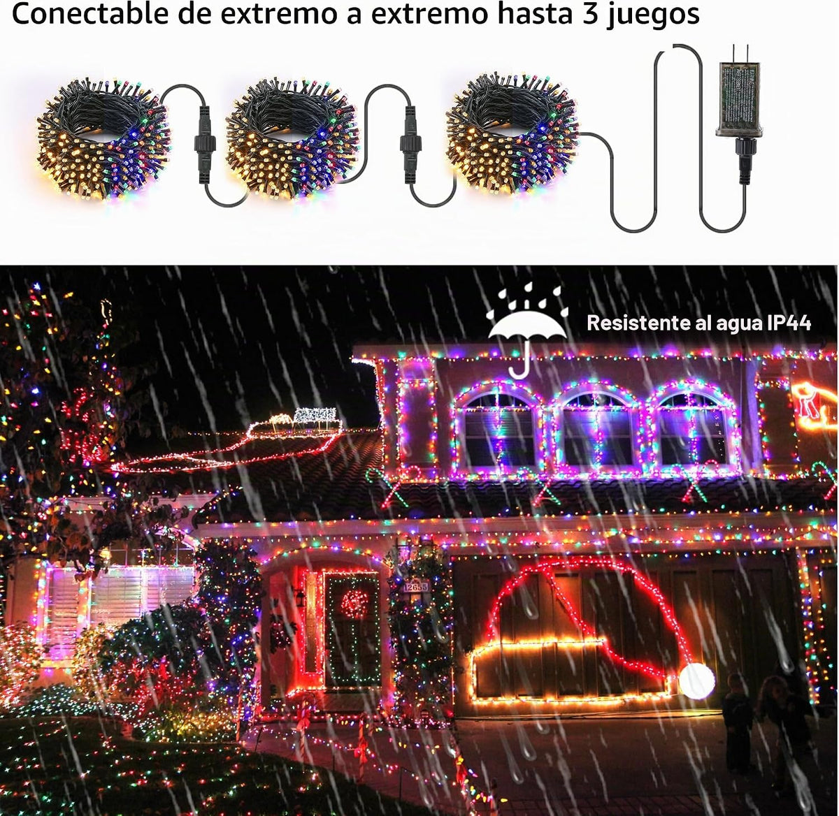 Luces para árbol de Navidad Brizled, 65,67 pies, 200 LED, paquete d...