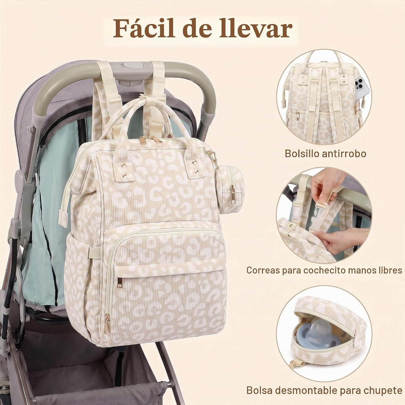 Lrenagao Mochila para pañales de bebé para mamá y papá, bolsa de pa...