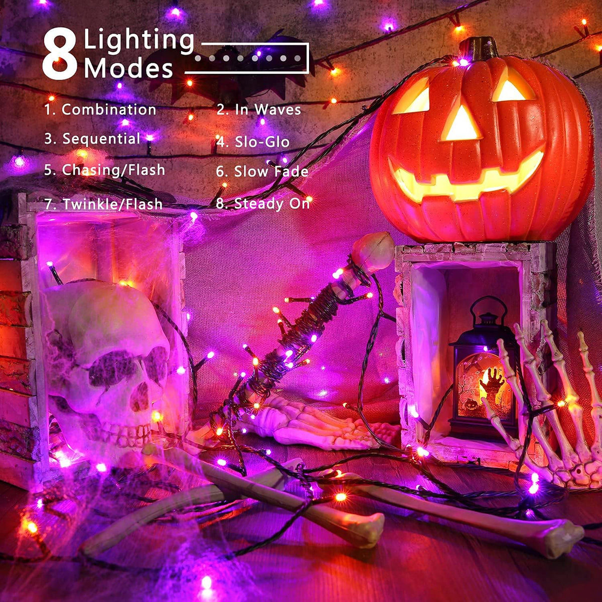 Brizled Luces de Halloween para exteriores, 95.14 pies 240 luces LE...