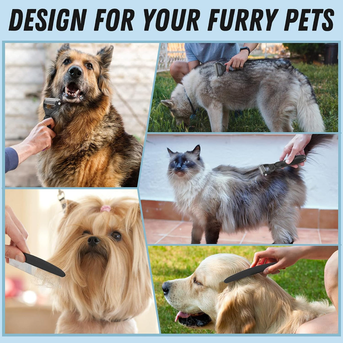 Docrok Combo de aseo para mascotas: rastrillo para subcapa, cepillo...