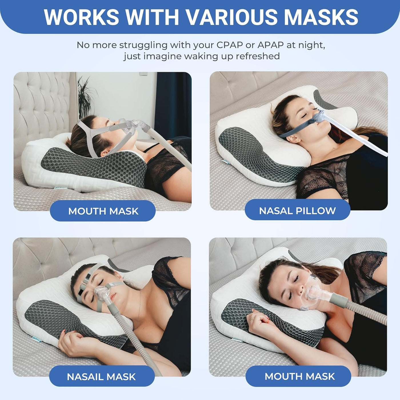 Elviros Almohada CPAP HSA\/FSA para personas que duermen boca arrib...