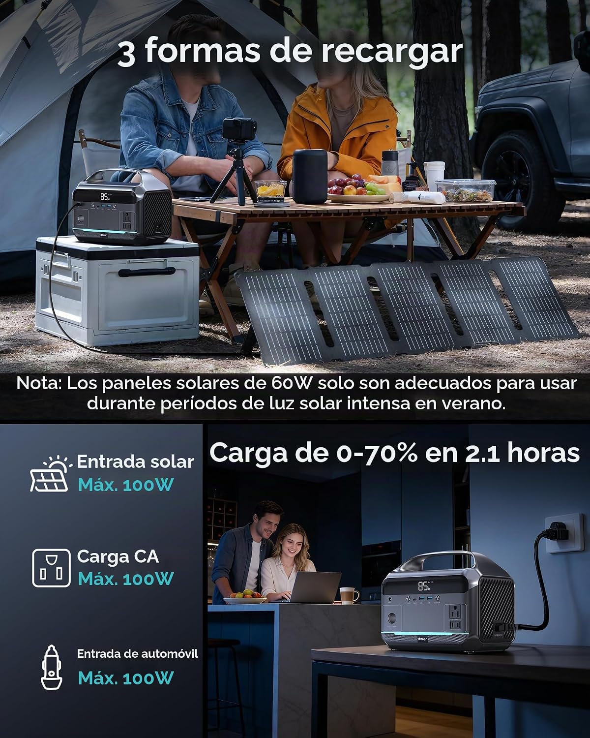 DARAN Estación de energía portátil de 350W 600W Surge, 288Wh con |...