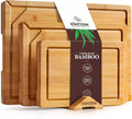 Kikcoin 3+1 tablas de cortar de bambú autodrenantes, tablas de cort...