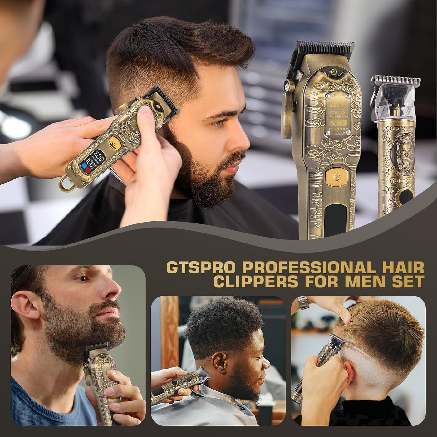 Juego de cortapelos profesional para hombres, kit de corte de pelo...