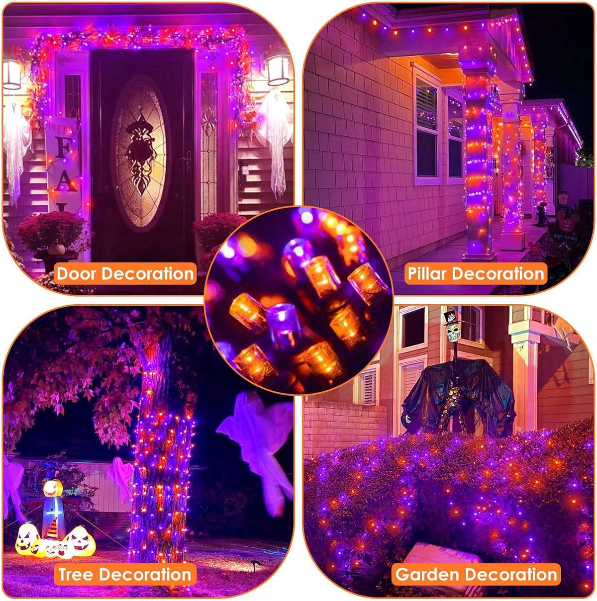 Luces de Halloween conectables de 88 pies, 240 LED, para interiores...
