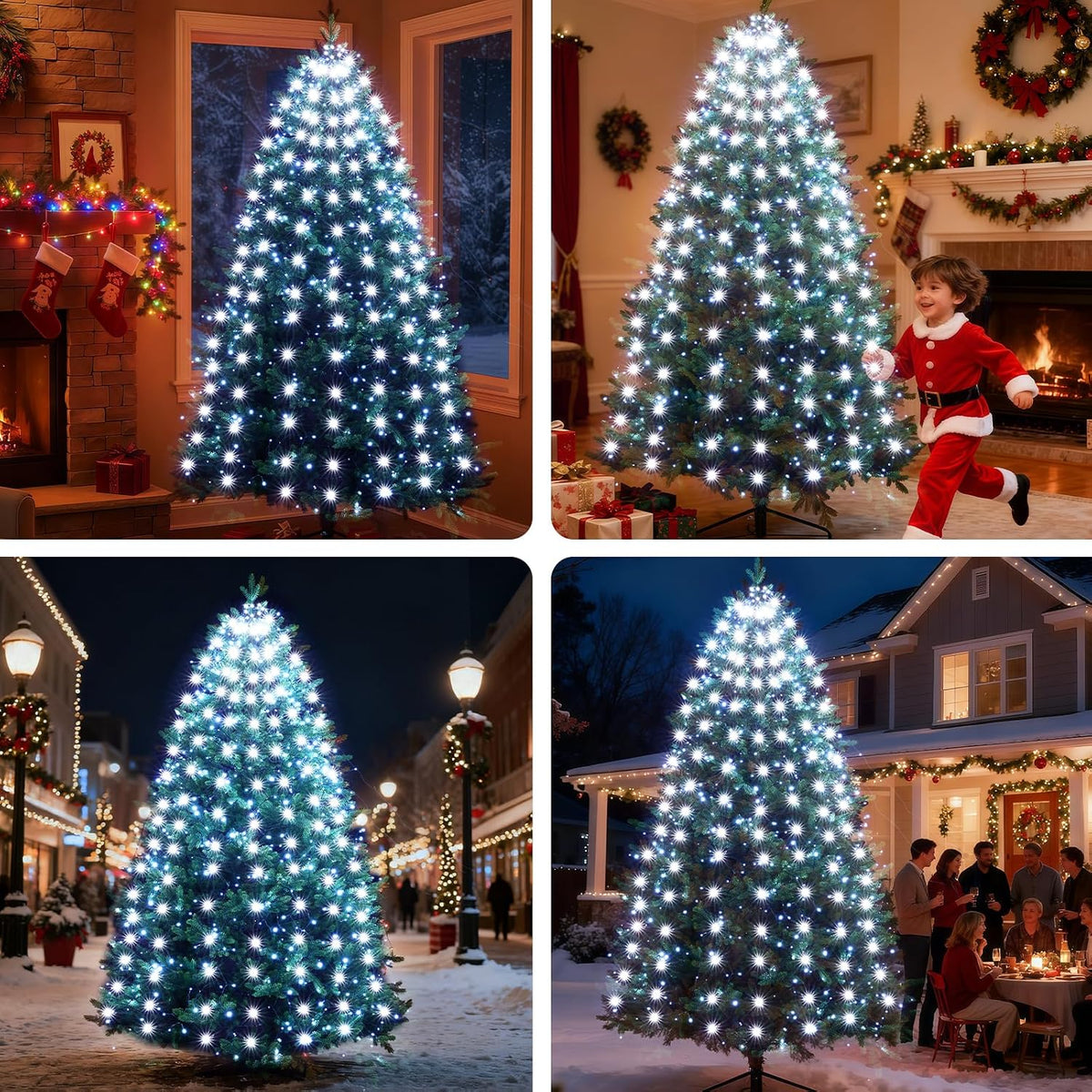 Meknow Luces blancas para árbol de Navidad, luces de Navidad para i...