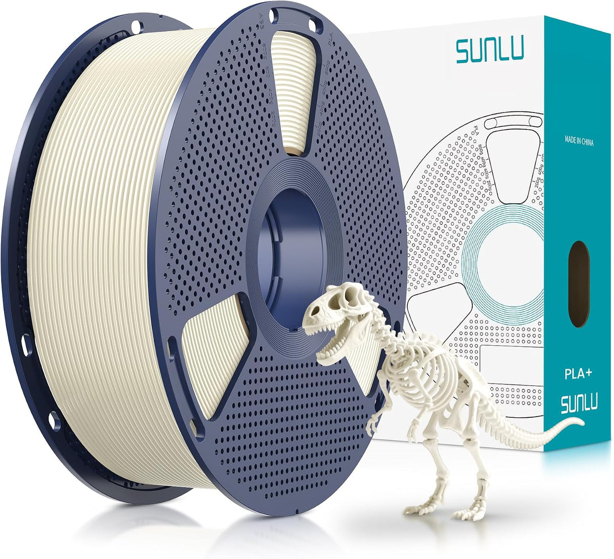 SUNLU Filamento PLA Plus de 0.069 pulgadas, color blanco hueso, 2.2...