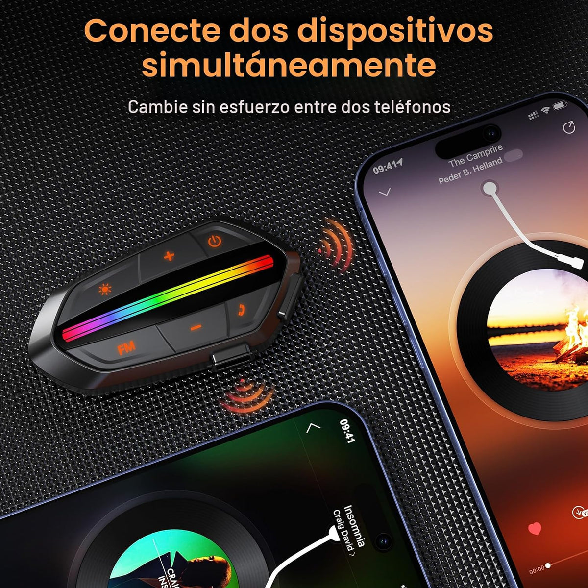 Wisdagaly Auriculares Bluetooth para motocicleta V5.3, altavoces de...