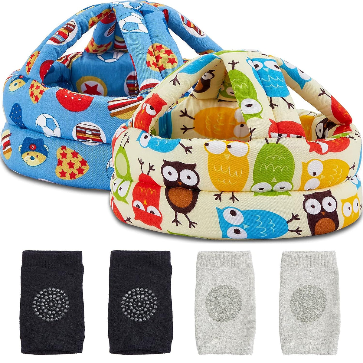 Geyoga Paquete de 2 protectores de cabeza de bebé con 2 pares de ro...