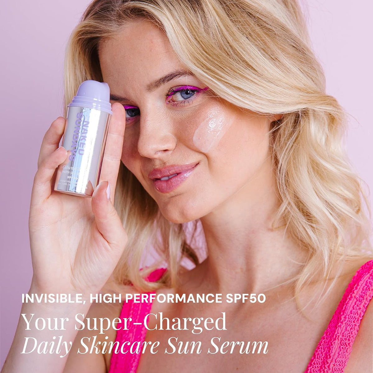 Naked Sundays CabanaClear Water Gel - Suero protector solar SPF 50,...