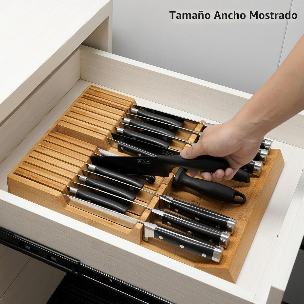 Utoplike - Bloque de cuchillos para cajones de bambú, organizador g...